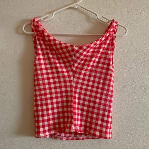 NWT! Omighty Gingham pointelle top in red checker print - Picture 2 of 11